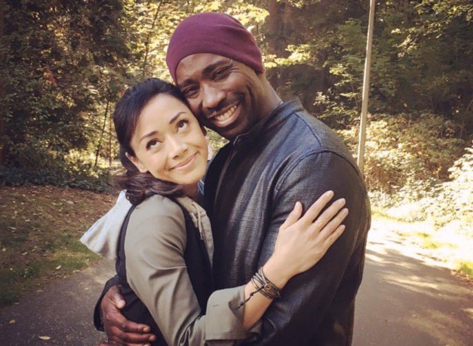 db_woodside's tweet photo. #DBWoodside &amp; #AimeeGarcia 
#Lucifer #LuciferSet #BTS #Amenadiel #EllaLopez @dbwofficial @Aimee_Garcia 😈💜 https://t.co/figqaeJBgA