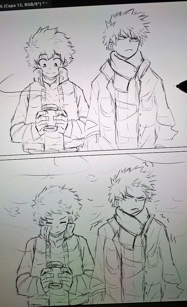 #WIP Whyyy why i'm doing this if i have tons of drawings to finish! 🥲 but after see the autumn outfits i had an inspiration for a little short BkDk comic 🙈💚🧡 coming soon! (I promise don't do new sketches until i finish the ones i have now XD) #sketch 