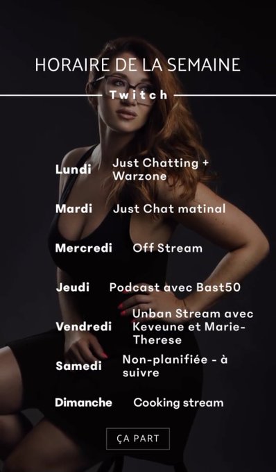 Une belle semaine ! Plein de contenu &agrave; l&rsquo;horaire dont mon Unban Stream ! Let&rsquo;s go! #partner #twitch #unban<a href="/tag/partner"class="tags"><span>#partner</span></a><a href="/tag/twitch"class="tags"><span>#twitch</span></a><a href="/tag/unban"class="tags"><span>#unban</span></a>