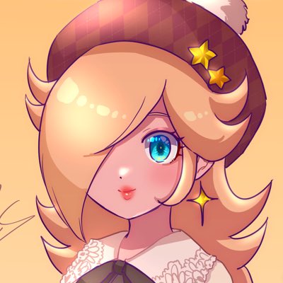 rosalina 1girl blonde hair hair over one eye hat earrings solo blue eyes  illustration images