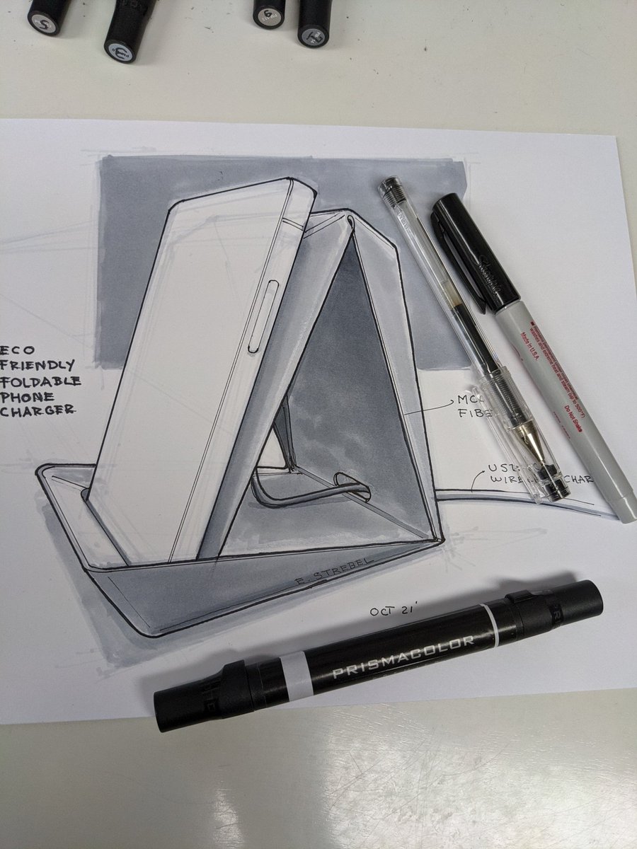 botzendesign's tweet photo. New #YouTube series coming up. Eco friendly molded fiber wireless phone detroit. Here is the #sketch. Next build the paper mock up....
#industrialdesign #markersketching #prismacolor #pilotgtech #sharpie https://t.co/w03tQYNpa9