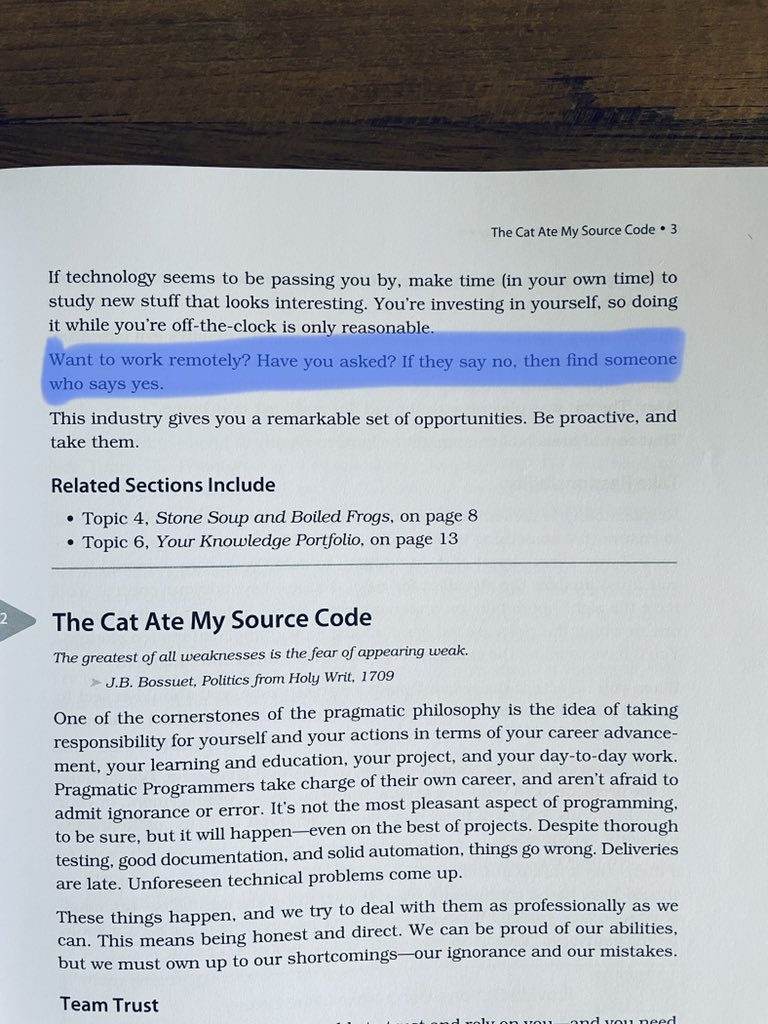 luispinto23's tweet image. First few pages of #thepragmaticprogrammer 20th anniversary edition and I'm already contemplating my life...
🤔🙄
@pragdave @PragmaticAndy ♥️