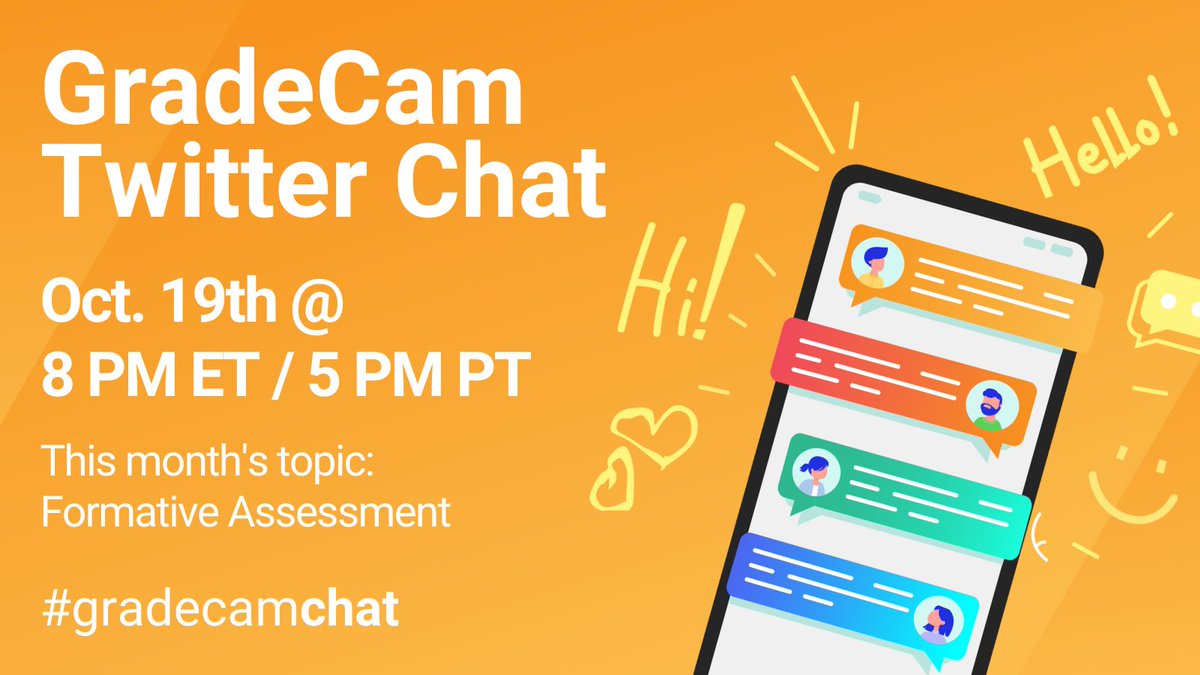 Educators: Join us Tuesday night for a Twitter Chat!
This month's topic: Formative Assessment
#gradecamchat