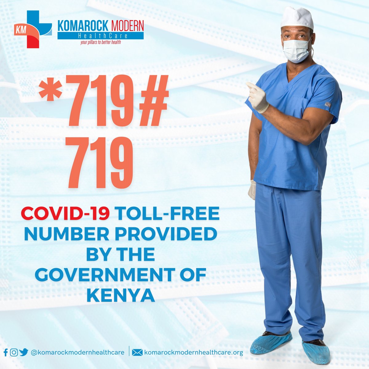 KomarockModern's tweet image. If you feel unwell, have a cold or a cough or fever, or looking for information regarding the coronavirus (COVID-19) can call 719 or text *719# 

Stay safe and healthy.
#COVID19 
#komarockmodernhealthcare
#yourpillarstobetterhealth