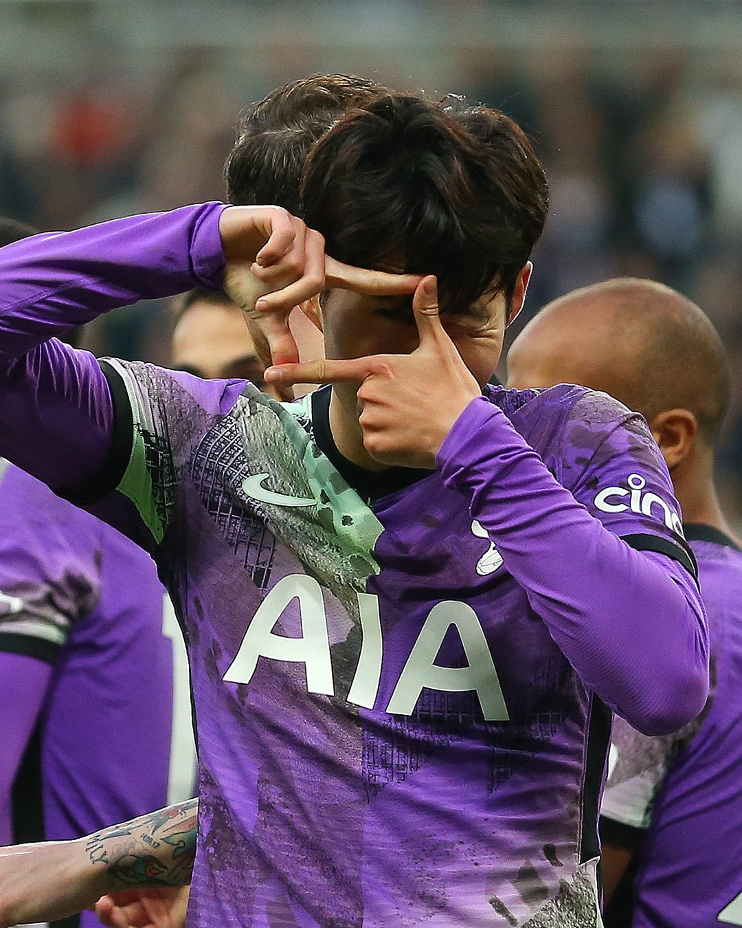 Son performs his trademark celebration after scoring against Newcastle