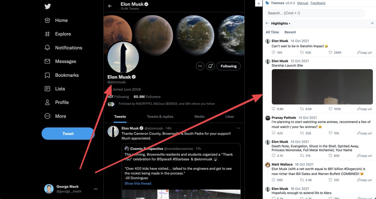 1. TwemexTwitter Advanced search on steroids. Whenever you visit someone's account, see their most popular Tweets of all time in order. H/T  @Julian for this http://twemex.app 