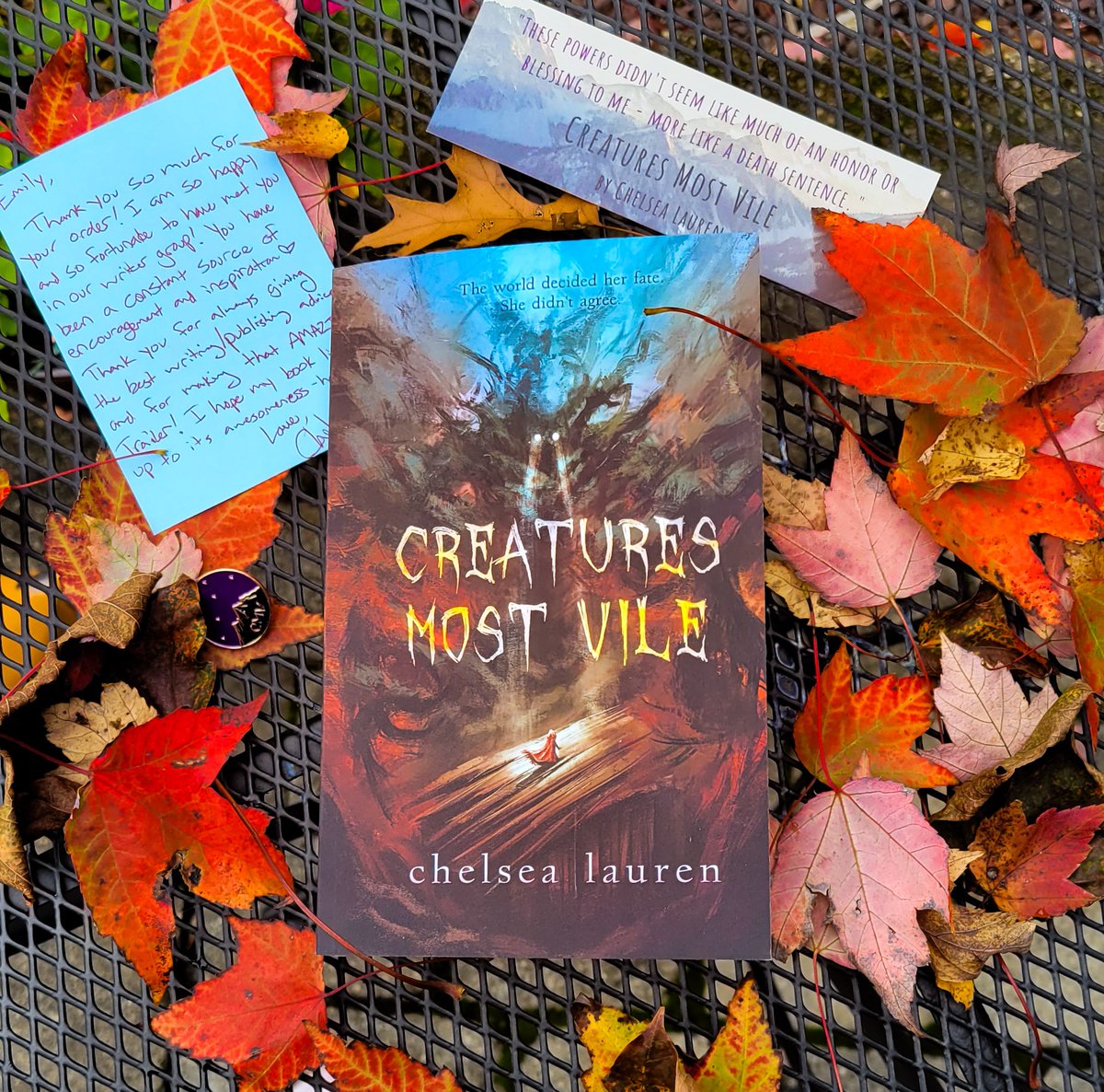 By_EmilyRae's tweet photo. I got my pre-order goodies from Chelsea Lauren for Creatures Most Vile: a pin and a bookmark! (Thankfully, because I was using string as a bookmark π
)
I also got this cute handwritten note. π₯Ί
Thanks so much, @CLaurenAuthor!
#WritingCommunity #amreading #creaturesmostvile https://t.co/voKRQytCIz