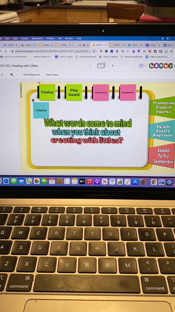 Using Jamboard as we brain dump ideas about creating with our learners. <a href="/TannenbaumTech/">Debbie Tannenbaum #strengthen 🔜 #tcea2026</a>  #ISTECCL