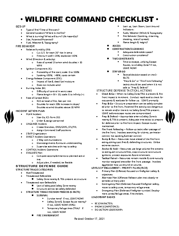 JhawkFire's tweet photo. #WildlandFireCommand Check List. You may find this checklist helpful. Was formerly part of the California Fire Command 2E Chief Officer course. https://t.co/Es7mJJxNCe