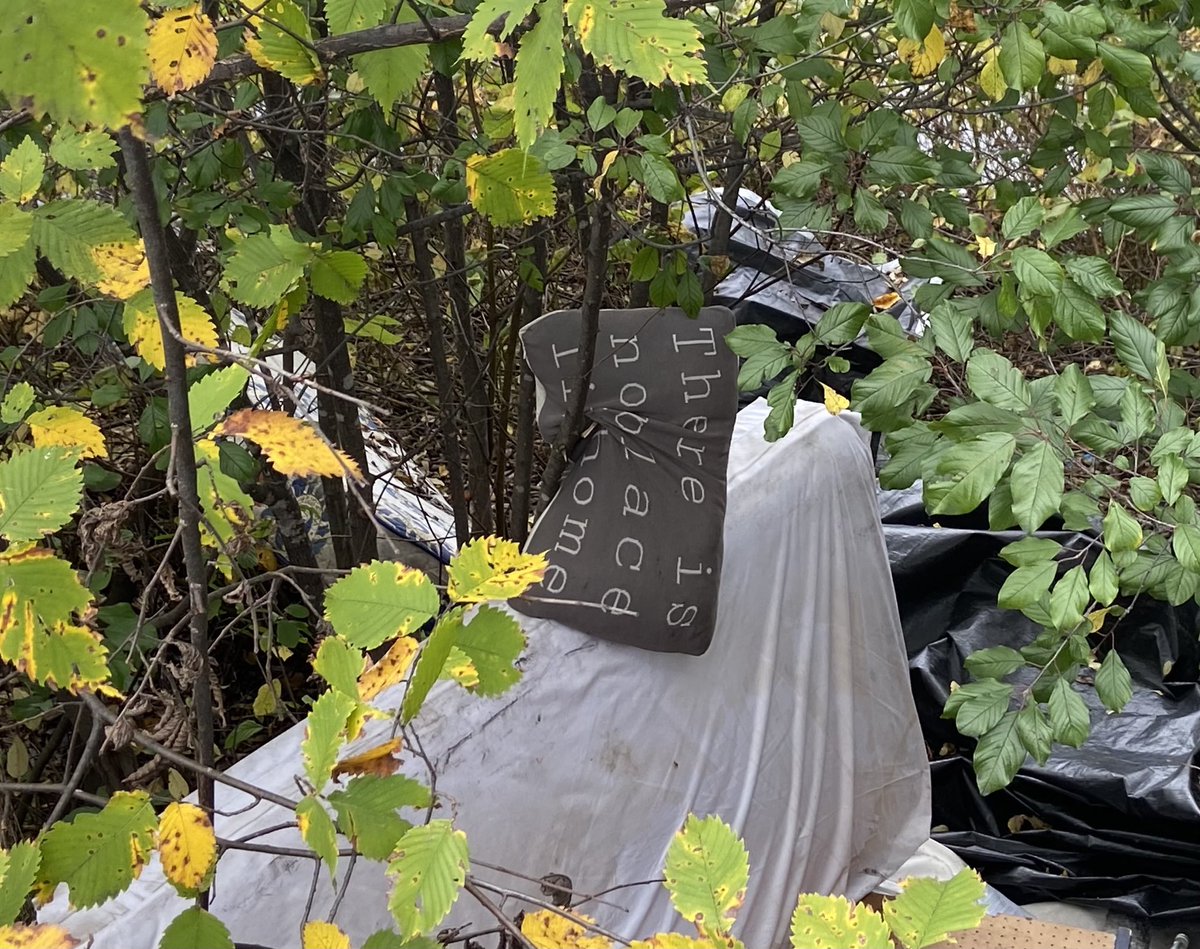 mgkward's tweet image. “There is no place like home”… on top of a tent nestled in the trees by the river, where someone is living. Took my breath away. #WeAreAllTheSame