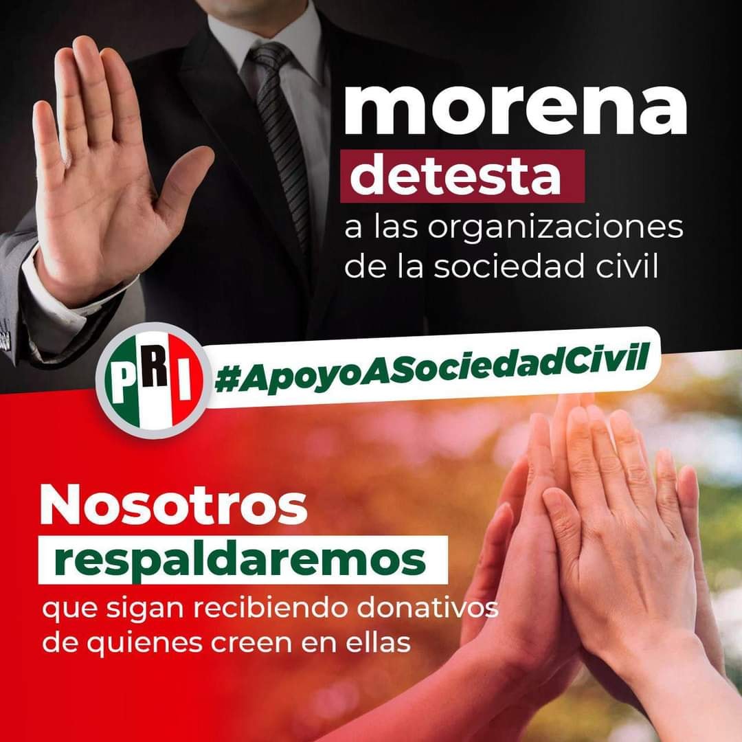 IrhMorelos's tweet photo. Morena detesta a las organizaciones de la sociedad civil y por ello pretende debilitarlas desde la legislación hacendaria.

En el PRI rechazamos esta iniciativa y expresamos todo nuestro respaldo a dichas organizaciones.

#ApoyoASociedadCivil https://t.co/nrBu6aqpUr