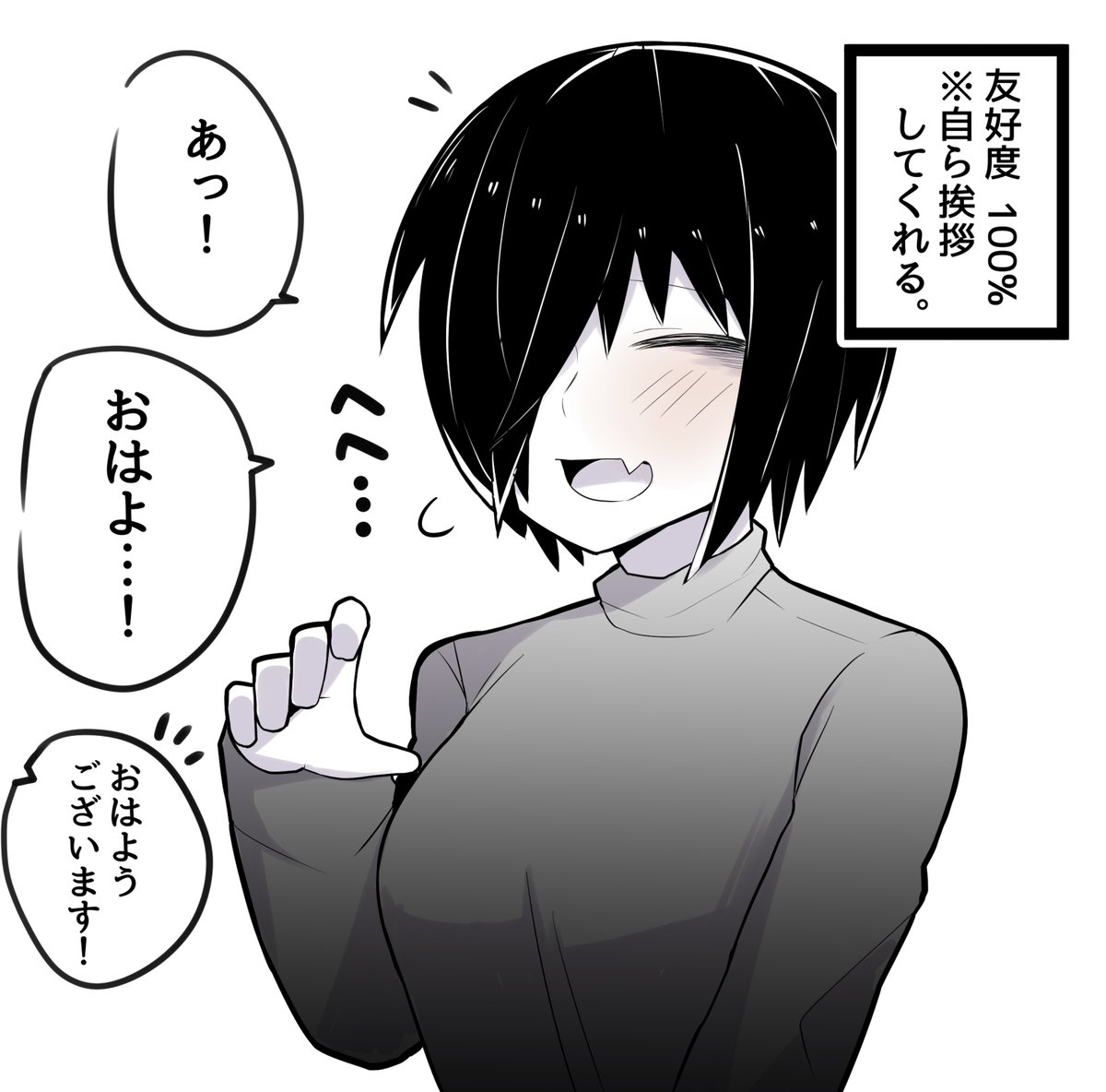 友好度別で見る長沼さんに挨拶をしたときの反応 