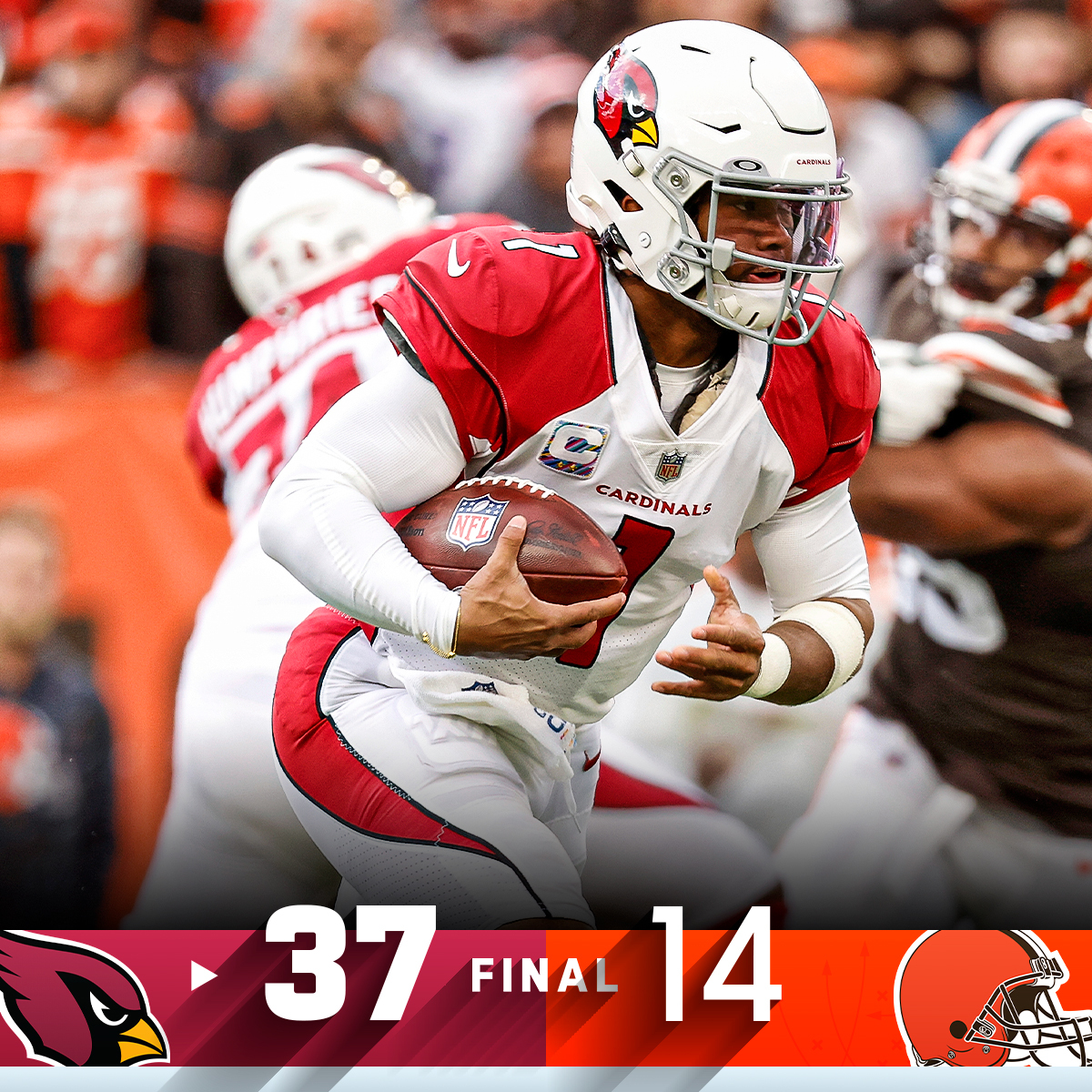 NFL's tweet photo. FINAL: The @AZCardinals remain unbeaten! #RedSea #AZvsCLE https://t.co/wBVeJZNkoC