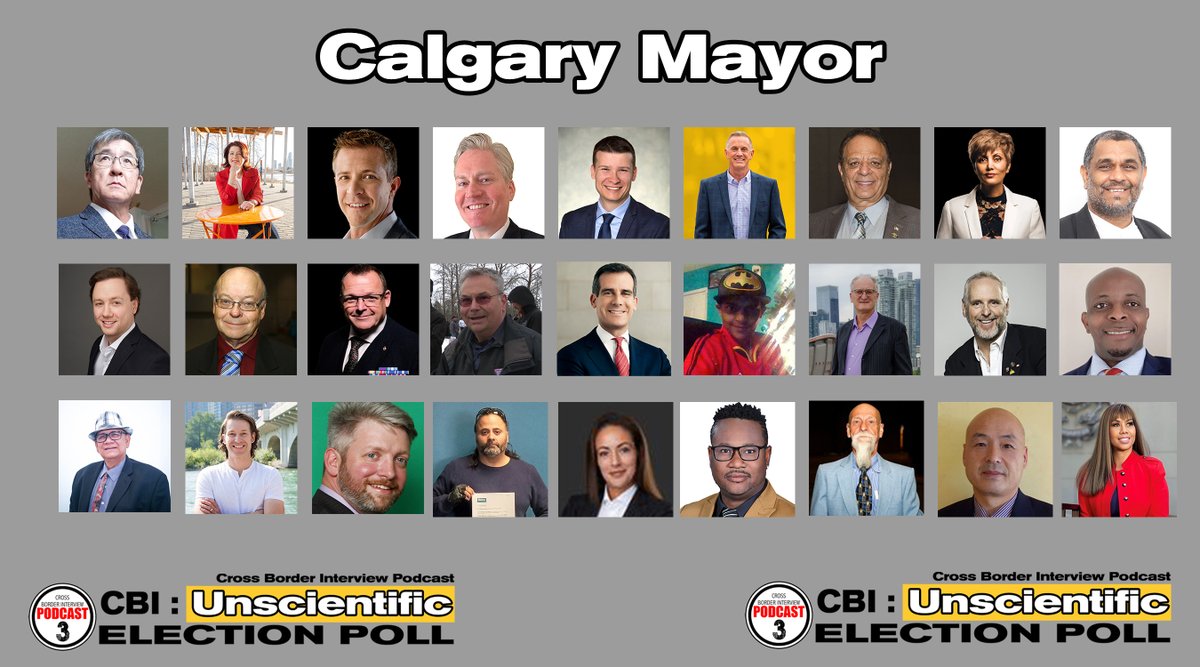 CrossBorderPod's tweet photo. There are 27 candidates running for Mayor. Would you be able to identify all of the candidates if they were in front of you? How about identifying the one who wasn't suppose to be there? #yyc #yycmayor #yycvote https://t.co/nq4tNrynKV