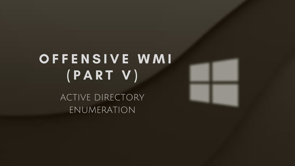 Just published the fifth blog of the "Offensive WMI" series! This one focuses on active directory enumeration. Here it is. :)

"Offensive WMI - Active Directory Enumeration (Part 5)"

0xinfection.github.io/posts/wmi-ad-e…