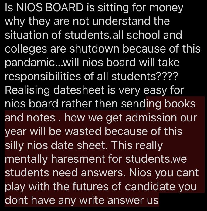 <a href="/niostwit/">NIOS</a> <a href="/aajtak/">AajTak</a> <a href="/ndtvindia/">NDTV India</a> <a href="/Republic_Bharat/">Republic Bharat - रिपब्लिक भारत</a> <a href="/ZeeNews/">Zee News</a> <a href="/PMOIndia/">PMO India</a> <a href="/News18India/">News18 India</a> <a href="/ABPNews/">ABP News</a> <a href="/ProfSarojSharma/">Prof Saroj Sharma</a> <a href="/narendramodi/">Narendra Modi</a> <a href="/anubha1812/">Adv Anubha Shrivastava Sahai 🇮🇳</a> <a href="/PMOIndia/">PMO India</a>  <a href="/narendramodi_in/">narendramodi_in</a> <a href="/AmitShah/">Amit Shah</a> #cancelniosoctoberexam2021 #cancelOctoberexam2021 
<a href="/EduMinOfIndia/">Ministry of Education</a> <a href="/DselEduMinistry/">Department of School Education & Literacy</a> <a href="/NSW/">Nash Startup Weekend</a>