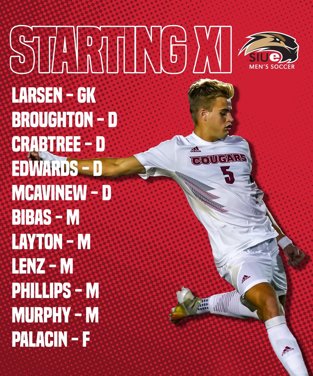 SIUEMensSoccer's tweet photo. Starters for today’s @MVCsports matchup against @MSUBearsMSoccer ❗️

#GoCougars https://t.co/jPhUHmzzsu