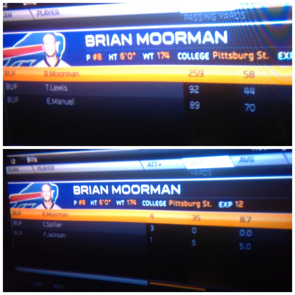 mikeslep's tweet photo. @chrisco11ins @Matt_Bove @brianmoorman was filthy in Madden. Left a lot of online opponents frustrated and confused. https://t.co/AsALLaRYsb