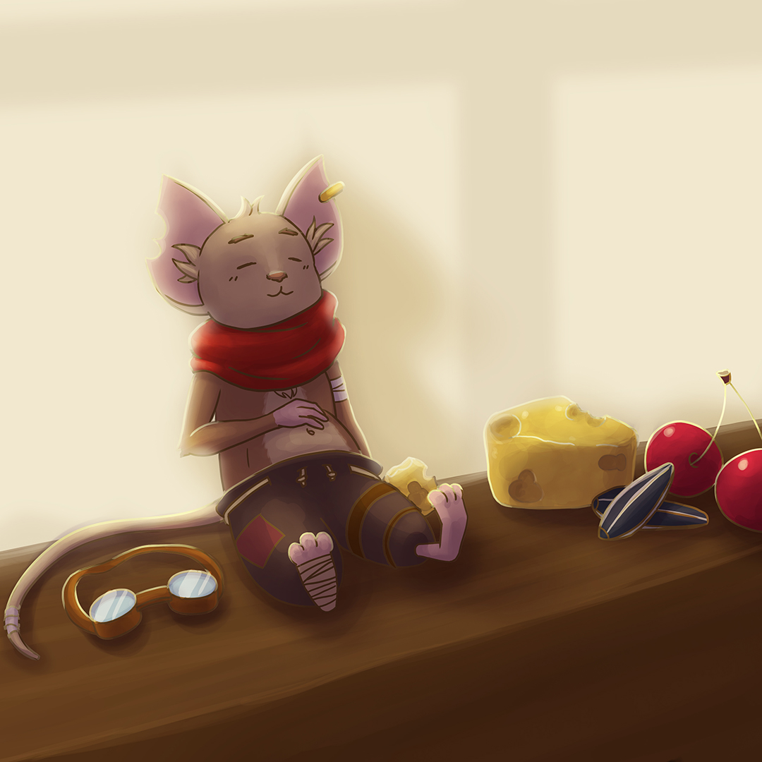 MoonCheese_S's tweet photo. Francesco necesita reponer energías después de sus aventuras en busca de los planos perdidos. ¡Los enemigos le han dado mucha guerra hoy! ✨🐭🧀

#indiedev #gamedev #LittleGreatness https://t.co/fGnwahsl63