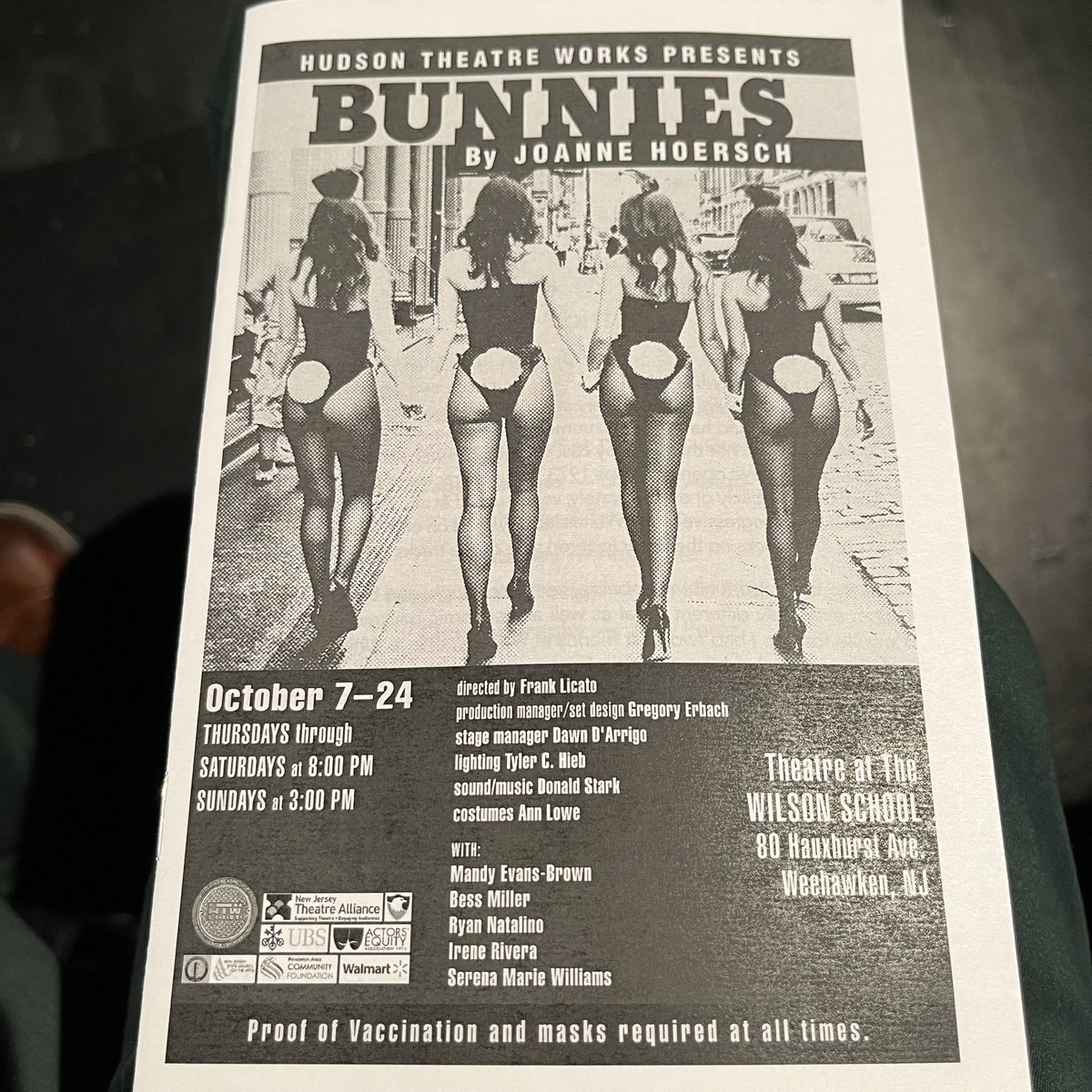 PatrickJMaley's tweet photo. #TonightsBill BUNNIES @HudTheatreWorks #3ShowWeekend #2ShowDay https://t.co/xDvQ3DXNla