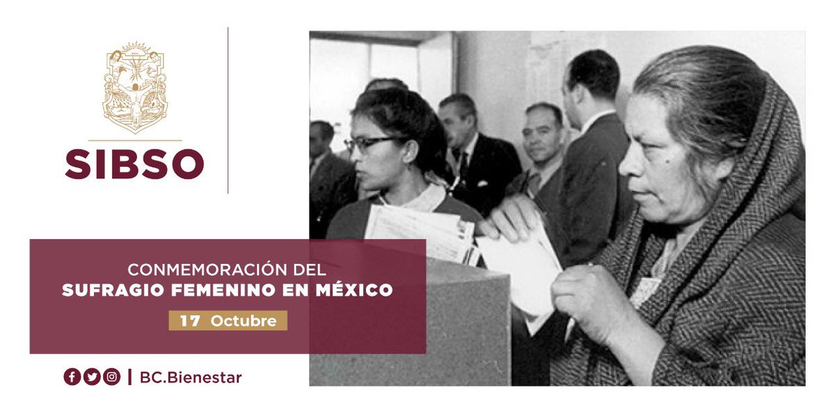 Este 17 de octubre celebramos la promulgación de las reformas constitucionales de 1953 que dieron paso a la legitimación para que las mujeres mexicanas pudieran emitir su voto y participar como candidatas en elecciones federales.

#SigueLaTransformación