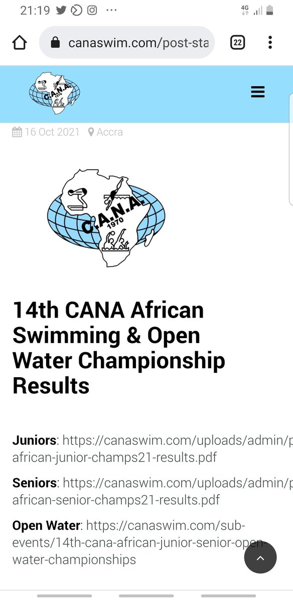 Africa Aquatics (@africa_aquatics) on Twitter photo Congrats to all the #swimmers for their awesome performances and to <a href="/GhanaSwimming/">Ghana Swimming Association</a> for being such wonderful hosts.
Herewith the link to view all the final results:
canaswim.com/post-standard/… Congrats to all the #swimmers for their awesome performances and to <a href="/GhanaSwimming/">Ghana Swimming Association</a> for being such wonderful hosts.
Herewith the link to view all the final results:
canaswim.com/post-standard/…