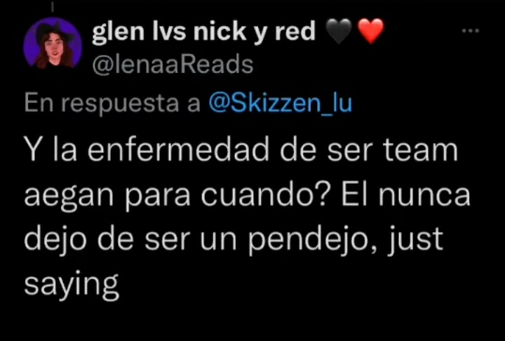 amaradawson_'s tweet photo. @i95R0CKY Este es el video de una chica que es team adrik, en el que puedes apreciar, "team aegan=🚩" lo cual es algo muy serio porque no solo esta generalizando si no que esta diciendo que somos un red flag. También el resto de burlas hacia nosotras, me tocó tomarle ss no salía el video https://t.co/vnrvjZMwus