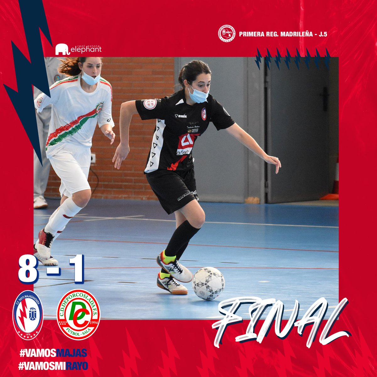 RMajadahondaFS's tweet photo. ✅ ¡Victoria de nuestro filial (8-1) en el #RayoMajadahondaDeporcoslada disputado esta mañana en La Granadilla correspondiente a la J.5 de la Primera Regional Femenina de @FEMAFUSA!

💥 ¡Seguimos con la buena racha!

#VamosMajas
#VamosMiRayo ⚡ https://t.co/70bBAz6unh