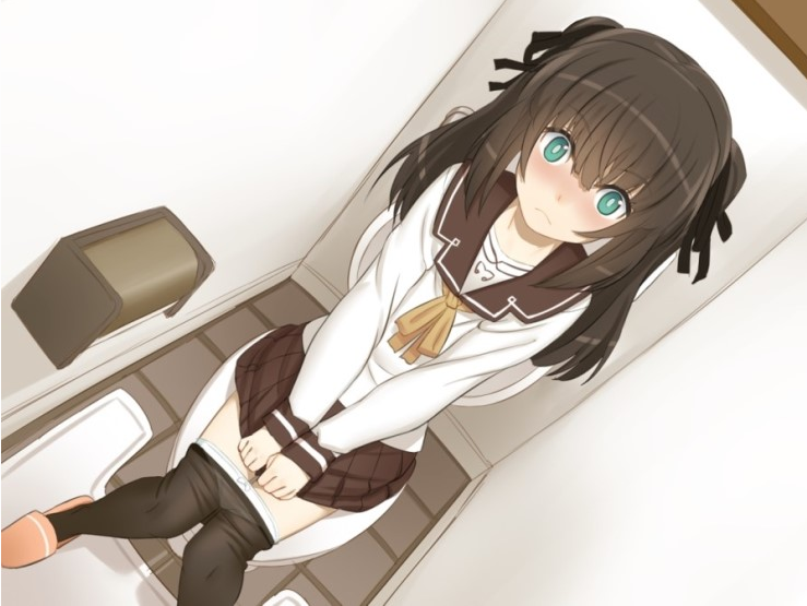 Anime uniform brunette orgasm
