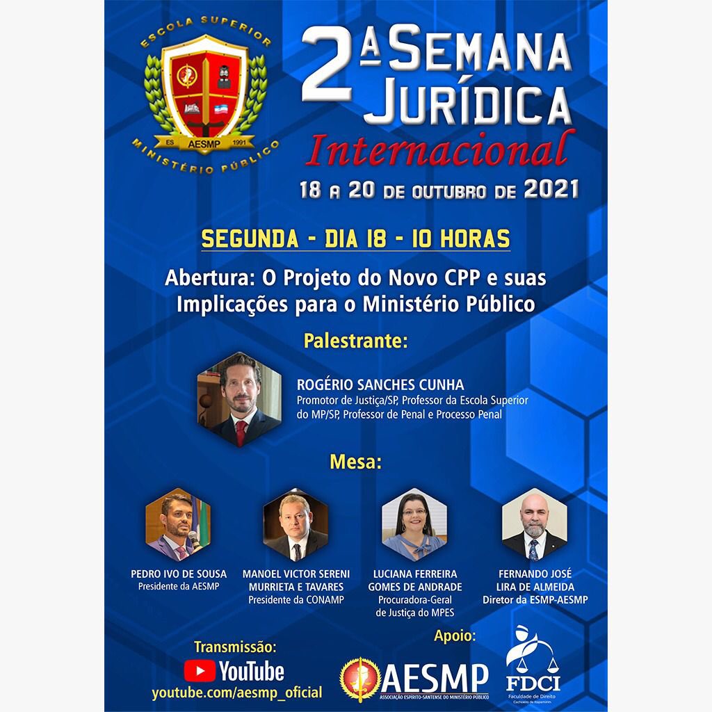 RogerioSanchesC's tweet photo. Vc está acompanhando as propostas para alterar o Código de Processo Penal? 

Pelo sim ou pelo não, te faço um convite para a palestra desta segunda-feira, 18/10, às 10h, no YouTube da Escola do MP/ES. 

Acesse o link e ative a notificação no YouTube: https://t.co/K4CSMJX4Sp https://t.co/J7M5OcH1vw