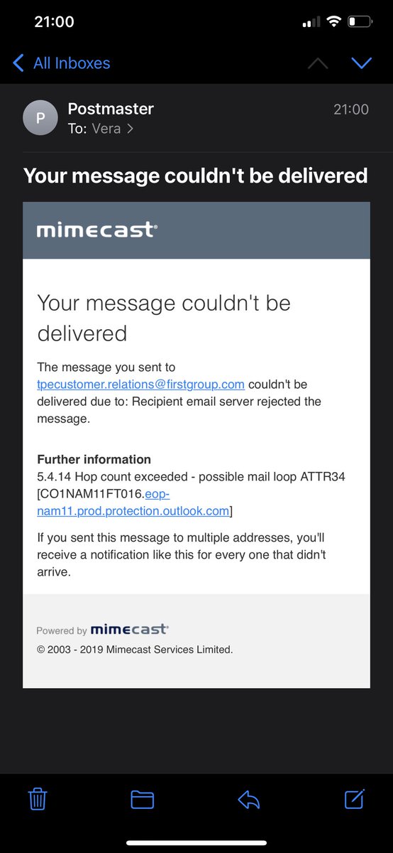 Anne0477's tweet photo. @TPEassist I’ve been trying to reply to an email that TPE Customer Relations sent me for the past week. EVERY message returns a delivery failure. Please supply an alternative address I can contact. https://t.co/5ggXcp8m3W