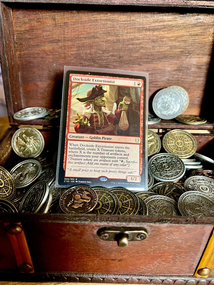 Booster_Tutor's tweet photo. My first #MTG Giveaway on Twitter!

I’m giving away everyone’s favorite #EDH card, 
Dockside Extortionist!

To enter:
1) Be a follower!
2) LIKE and RETWEET this post
3) Comment below, tell me what’s your biggest “groaner” card when someone plays it in Commander? https://t.co/bxv3gj6Ba1