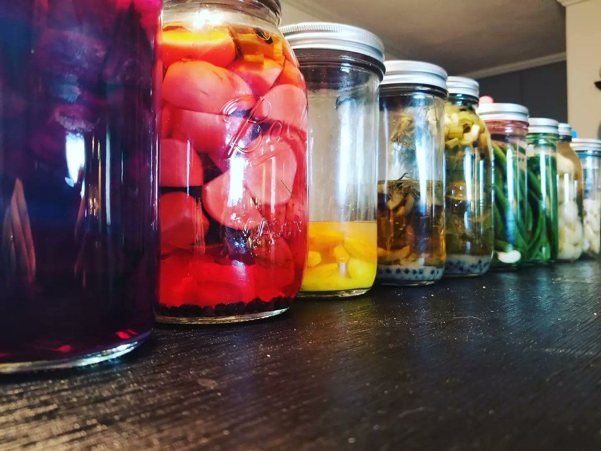 What's better than a rainbow, you ask? A rainbow of homemade pickles. That's the answer.

Beets, radishes, turmeric, shishito peppers, pickle chips, green beans, more green beans, pearl onions, and garlic. Couldn't ask for more 😀🌈