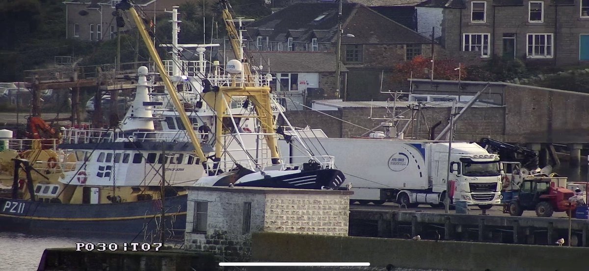 NewlynFishing's tweet photo. “Shameful Behaviour” The #Spaniard loading Fish from #Plundered Trad #WestCountry FishGrounds’ into awaiting #EU Truck Under the noses of #Our Fishermen who no doubt because of the plunder finding #Fish reductions on the #FishGrounds @VictoriaPrentis @DefraGovUK @MPGeorgeEustice https://t.co/Zj55WD1p3V