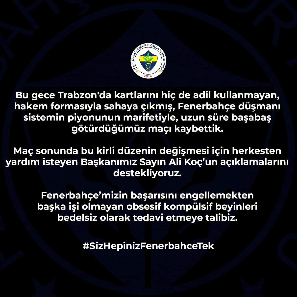 sagliktafener's tweet photo. #SizHepinizFenerahceTek @TFF_Org @Fenerbahce https://t.co/VjYnQCS3hc