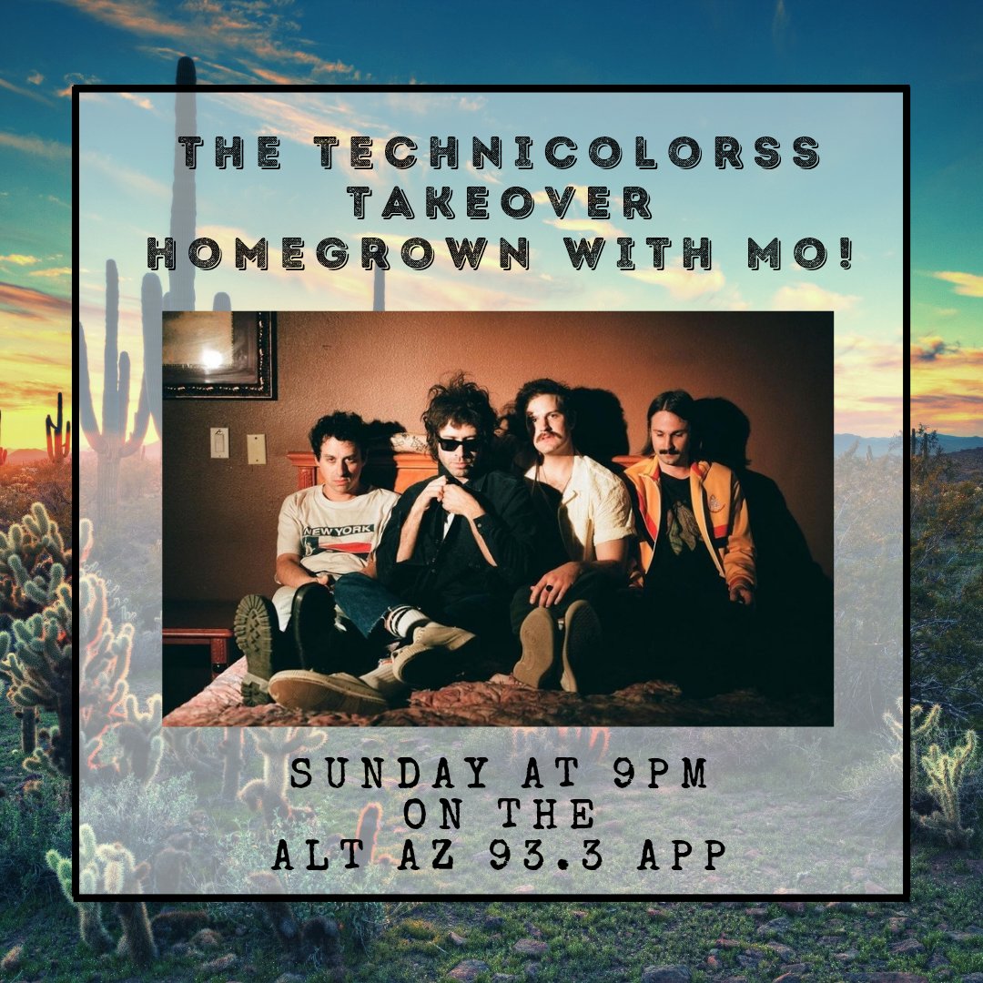 altaz933's tweet photo. 🚨T O N I G H T AT 9 P M🚨
@TheTechnicolors take over #HomegrownWithMo! Tune in for insider stories, details on their upcoming show at @crescentphx 10/23 and playin' some new tracks off their NEW album "Cinema Sublimina" out 10/22! Tune in on your ALT AZ App or 93.3FM 📻 https://t.co/CON1dMDKyr