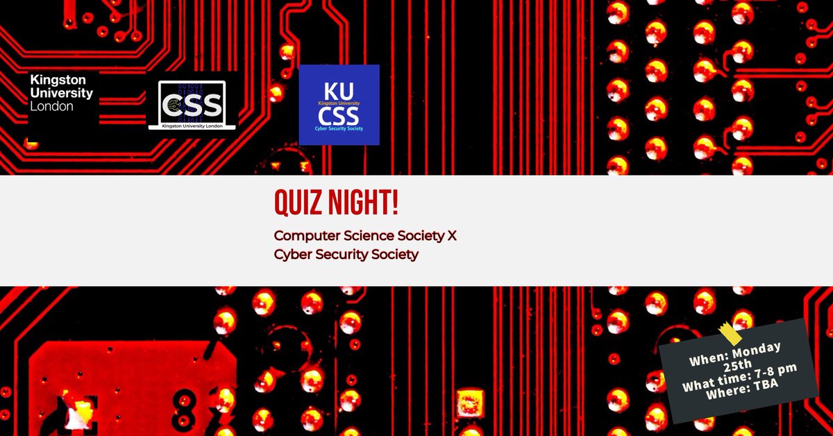 KUCyberSec's tweet photo. Announcement : DATE CHANGED!!!

Heyyy guys Halloween is coming up! We will be collaborating with the Computer Science Society for a Quiz Event and guess what there is a prize for the winner 🤩. Bring your best spooky costume 👻🎃. Look forward to seeing you all. 💻x🔒 https://t.co/AsD9y5tukf