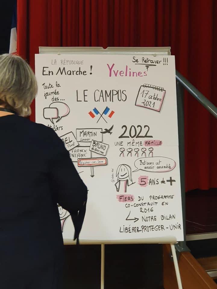 BecamelPauline's tweet photo. Campus @EnMarche78 aujourd’hui à Mezieres sur Seine 
Où j ai eu le plaisir de #sketchnoter pendant la journée sur les interventions de @NadiaHAI78 et @GabrielAttal mais également tous les représentants de la majorité @pluce19 @JBHamonic pour le @MoDem 
#5ansdeplus 
@enmarchefr https://t.co/Fi4C5yI1BP