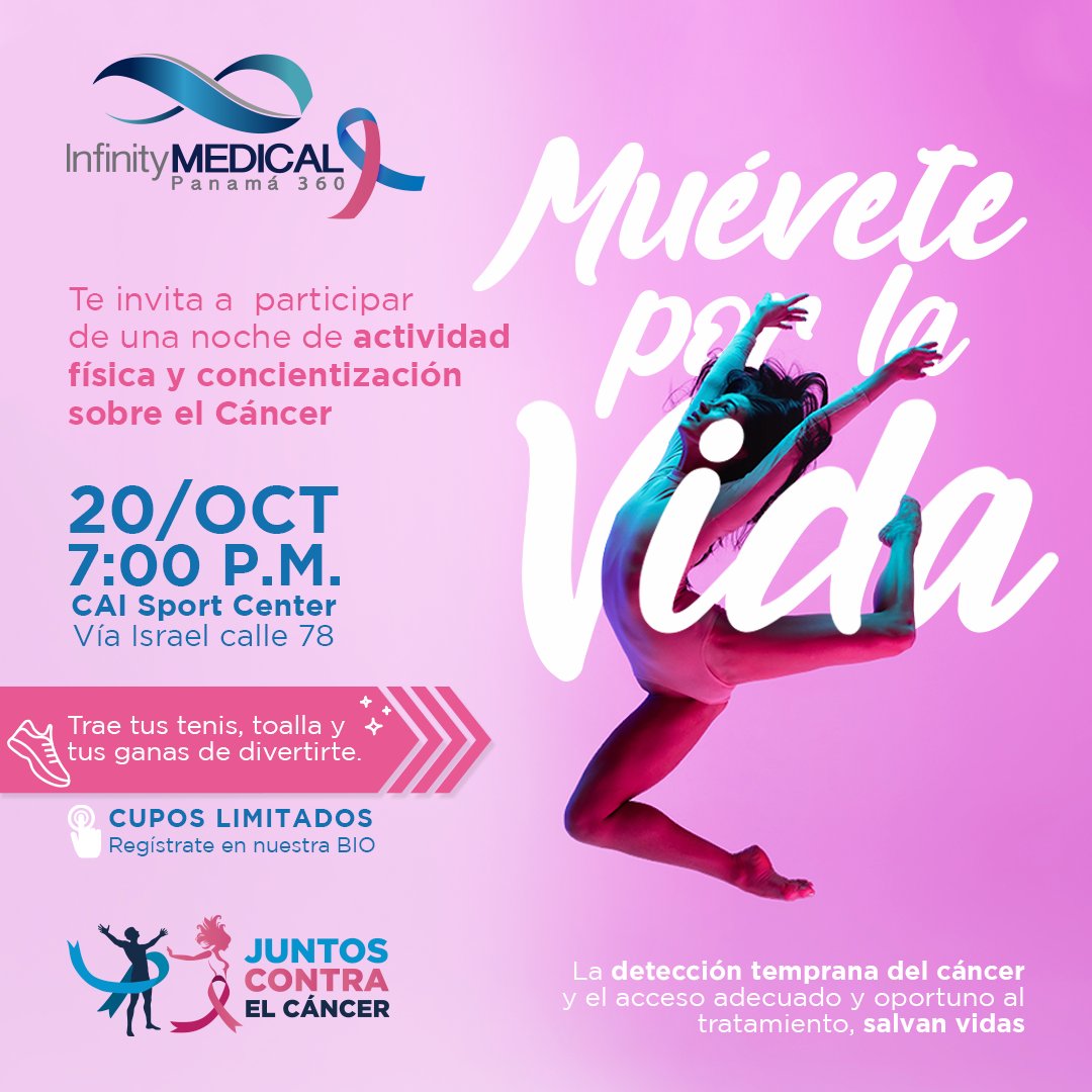 InfinityMedPma's tweet photo. #InfinityMedicalPanama los invita a participar en nuestro evento:
"💃🏻𝙈𝙐𝙀́𝙑𝙀𝙏𝙀 𝙋𝙊𝙍 𝙇𝘼 𝙑𝙄𝘿𝘼🕺🏻"
como parte de nuestra Campaña de Concientización:
✳ Envíanos tus datos (Nombre y número) al 66788563 para tu registro.
‼️‼️ CUPOS LIMITADOS ‼️ https://t.co/O4WuQ4prIQ