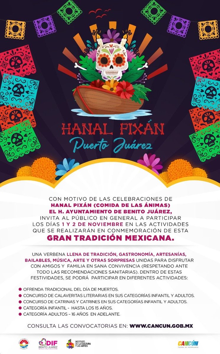 Flor Ruiz (@florruizcosio) on Twitter photo Participa este 1 y 2 de noviembre en el evento de #HanalPixán de #PuertoJuárez. Habrá muchas actividades y eventos para disfrutar en familia. El Ayuntamiento de Benito Juárez te invita. <a href="/AytoCancun/">Ayto Benito Juárez</a> Participa este 1 y 2 de noviembre en el evento de #HanalPixán de #PuertoJuárez. Habrá muchas actividades y eventos para disfrutar en familia. El Ayuntamiento de Benito Juárez te invita. <a href="/AytoCancun/">Ayto Benito Juárez</a>