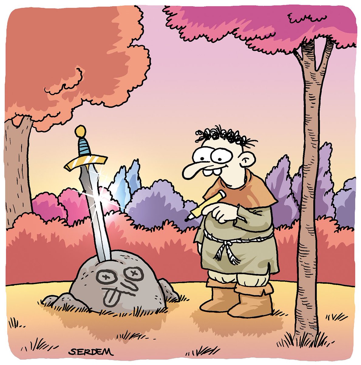 He’ s not gonna make it as a king but maybe as a cartoonist