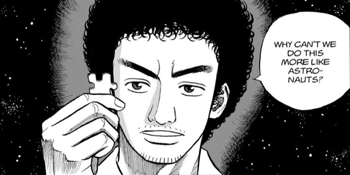 宇宙兄弟で学ぶ英会話
#宇宙兄弟英会話 のお時間です✏️

閉鎖空間試験でのムッタの印象的なセリフ、「もっと宇宙飛行士気分で行こうぜ」

このセリフ、あなたは英語で言えますか…? 