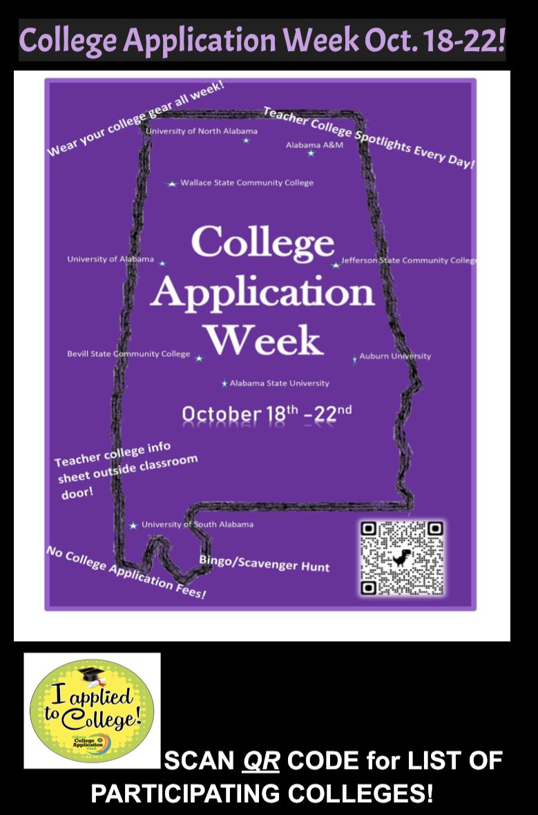 Free College Application Week! Oct. 18-22 @MinorHighTigers @TigerMinor @JEFCOED @MinorHSBaseball @minorhssoftball @minorhsvball @minorhighBB @minor_high tinyurl.com/MHSFREEAPPWEEK…