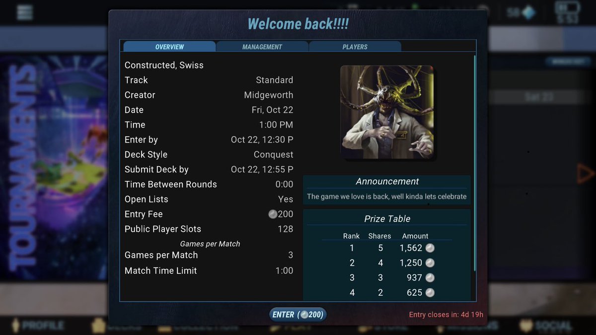 _MidgeWorth's tweet photo. So I have done a thing again @mythgardgame @MythgardHub a tourney has been made join it as a welcome back to the game we love will come out of maintenance mode at some point…it’s back and better then #magic and let’s show them why https://t.co/6F5hKZouof