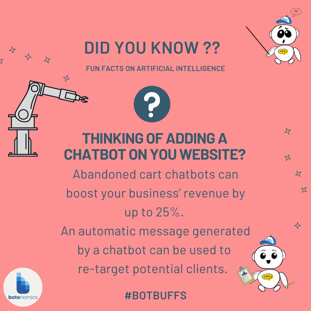botonomics's tweet photo. Did you know?
.
.
No?
.
.
For more info visit https://t.co/gukNCmyMhm today!

#teedee #chatbots #botonomics  #botbuffs https://t.co/pMAtxcehFm