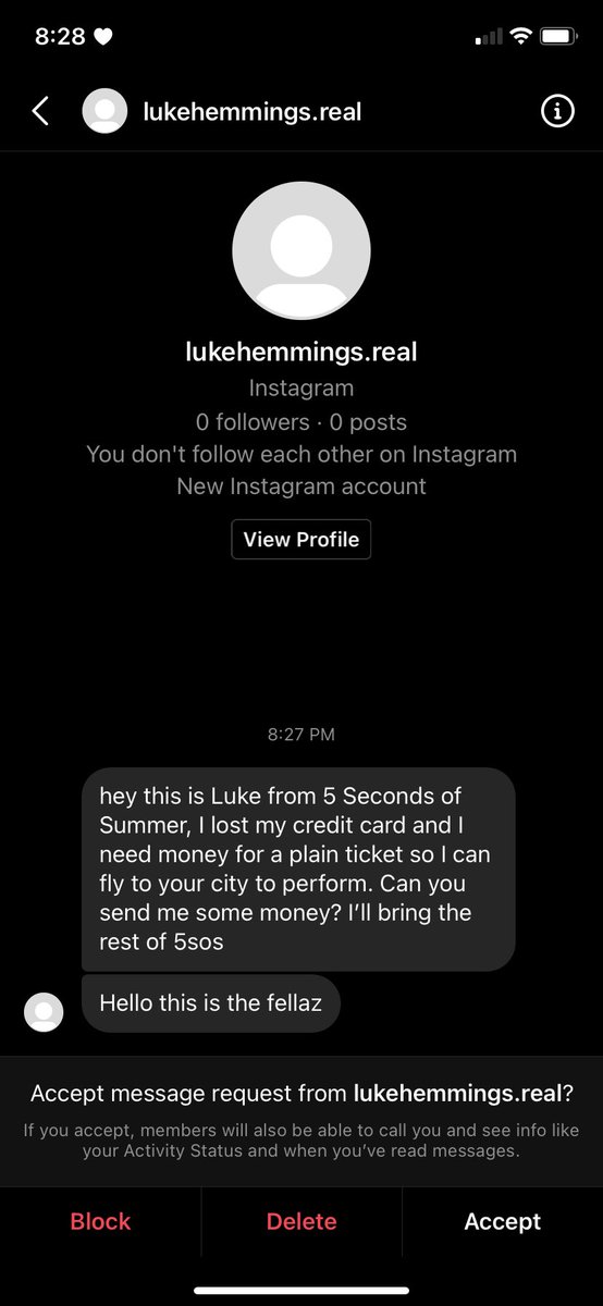 REDLINECLIFFORD's tweet photo. LUKE HEMMINGS JUST DM’D ME??? https://t.co/Yj4l8q3Mdw