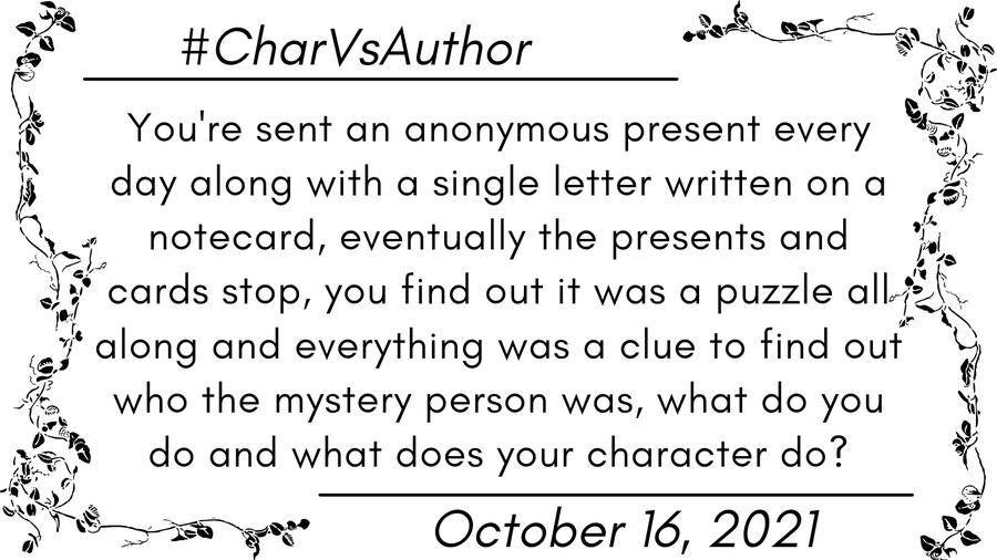 WindheartCogs's tweet photo. #CharVsAuthor
Me: On 1 hand, I am so poor, yay free stuff! On the other I do not need presents from people who probably want things I'm not willing to give. I try to find out who, but chances are I'm not contacting them.
Jema: Sounds like problems, which I don't need. No thanks. https://t.co/n6INMO6Kpa