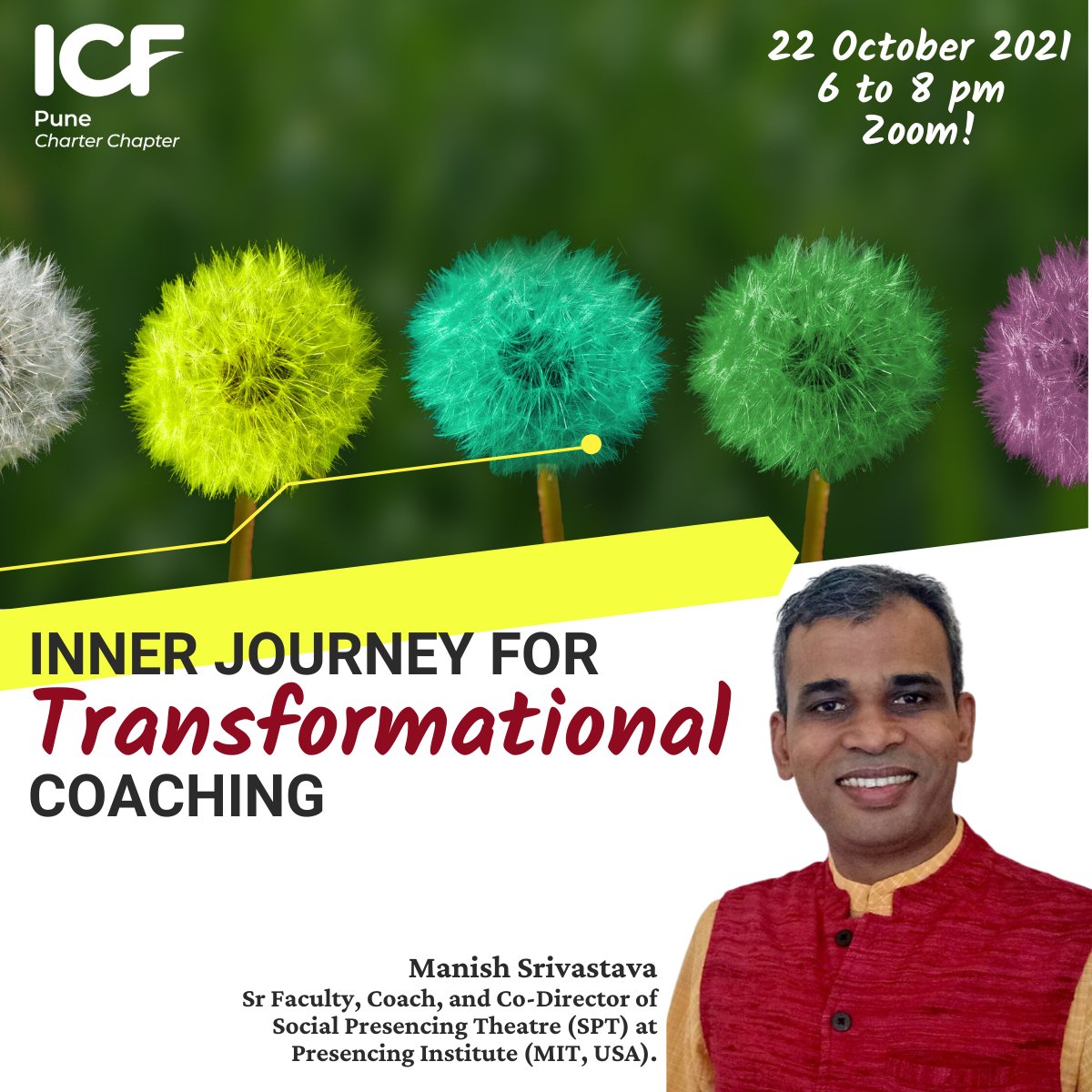 IcfPune's tweet photo. Quick reminder for the session coming up this Friday- Inner Journey for Transformational Coaching. Click here to register https://t.co/QtXSQizZCD
#monthlyevent #coaching #coachcommunity #coachingcommunity #coaches #icf #icfproud #icfpune #icfpunechapter #icfevent #october https://t.co/Q1vZqnDBYj