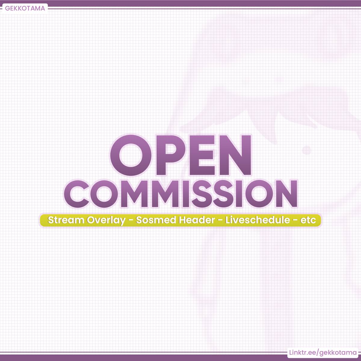 gekkotamaa's tweet photo. === OPEN COMMISSION ===
Hello !
I open commission for livestream vtuber needs.
You can DM me if you have any questions
thank you so much
https://t.co/4cRu9KHC3i
The Retweet will mean a lot to me. <3 <3
#Commission #Design #Vtuber #VirtualYoutuber #YoutubeBanner #YoutubeHeader https://t.co/jELd32UQXc
