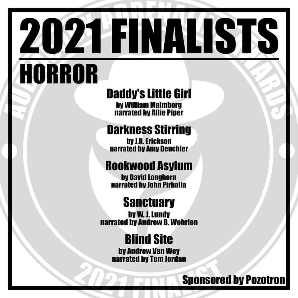 apstribling's tweet photo. Well yay!!!!! My sweet innocent little pseudo @AlliePNarrates is a finalist in the Adrenaline Awards! she is very very excited to not only get nominated but become a finalist! And Daddy’s Little Girl is succchhhh a good horror! @HorrorFireside @wlmalmborg @nl_audio https://t.co/R5fPCsy7La